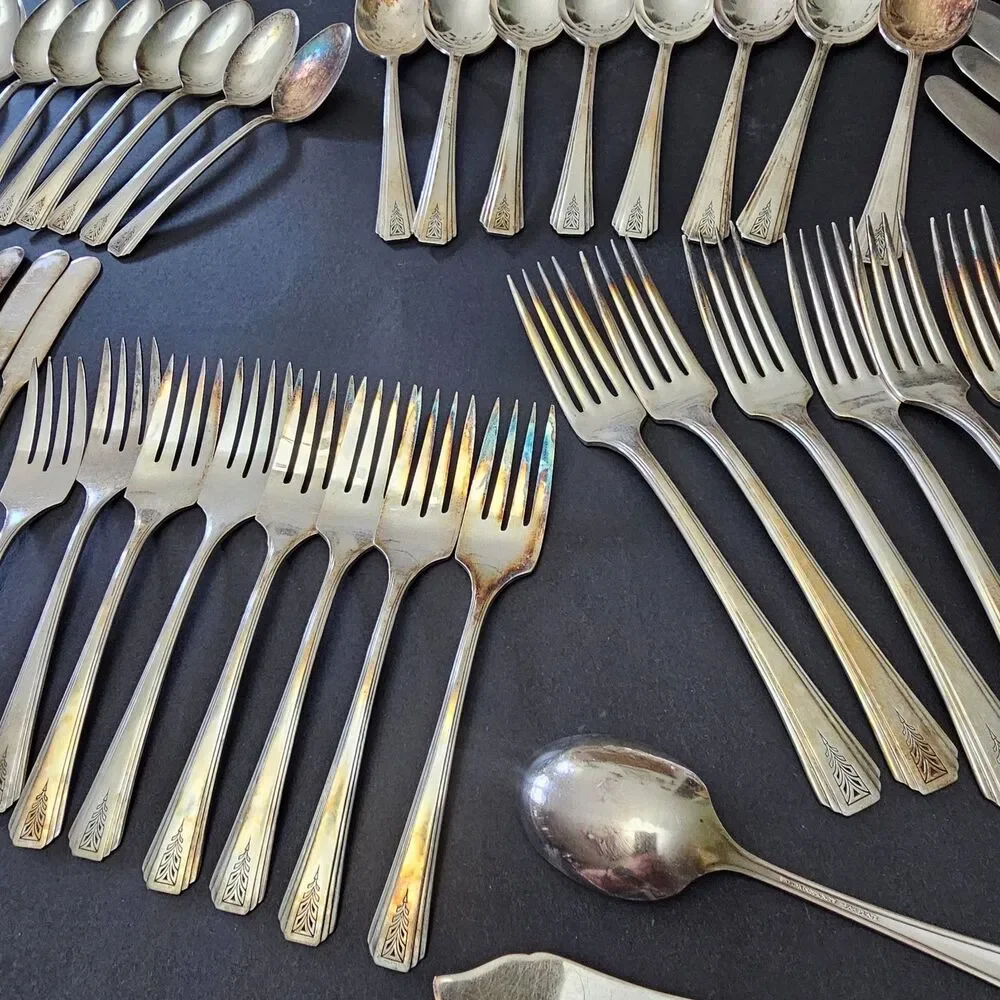 Complete Set Oneida Clarion Community Silverware 1932 Art Deco 50 P. Silverplate